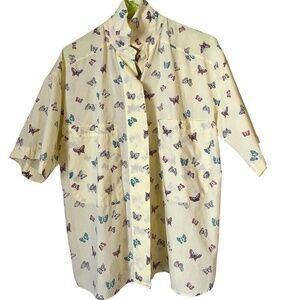 Gitano Women’s Yellow Multi Butterfly Print Button Down Shirt Sz-M